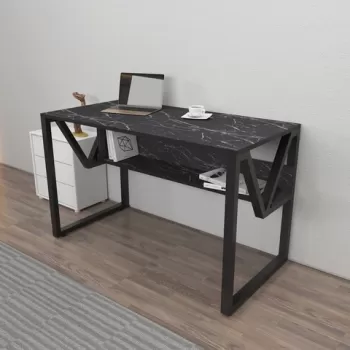 Birou, Zena Home, Lona, 120x72.8x60 cm, PAL, Negru / Negru imagine