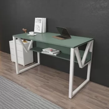 Birou, Zena Home, Lona, 120x72.8x60 cm, PAL, Verde/Alb imagine