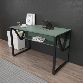 Birou, Zena Home, Lona, 120x72.8x60 cm, PAL, Verde/Negru imagine