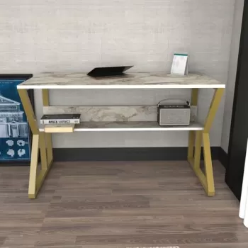 Birou, Zena Home, Wake, 120x72.8x60 cm, PAL, Aur alb imagine