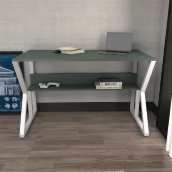 Birou, Zena Home, Wake, 120x72.8x60 cm, PAL, Verde/Alb imagine