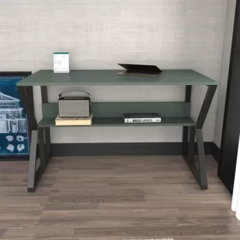Birou, Zena Home, Wake, 120x72.8x60 cm, PAL, Verde/Negru imagine