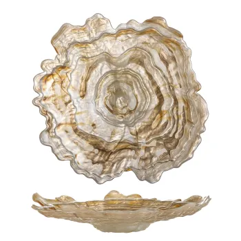 Bol decorativ, Bloomingville, Asimi, 38x8 cm, sticla, natural imagine