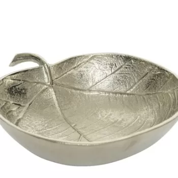 Bol decorativ Leaf, Decoris, 22x19x5.5 cm, aluminiu, argintiu imagine