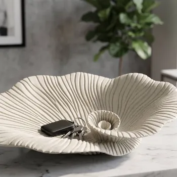 Bol decorativ, Mauro Ferretti, Petal, 39x24x8.5 cm, polirasina, nisip imagine