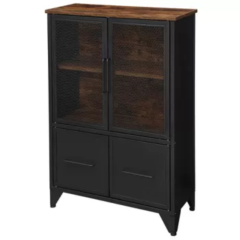 Bufet cu 4 usi, Industrial, Vasagle, 70 x 33 x 100 cm, PAL/otel, negru imagine