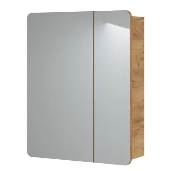 Cabinet cu oglinda si 2 usi, Aruba White, Comad, 60x16x75 cm, PAL laminat, stejar craft gold imagine