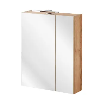 Cabinet cu oglinda si 2 usi, Capri Oak, Comad, 60x16x75 cm, PAL laminat, stejar craft gold imagine