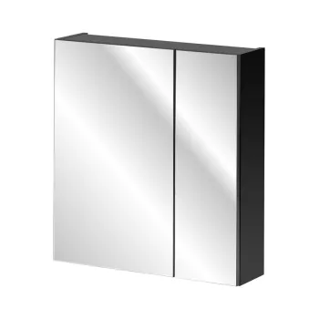 Cabinet cu oglinda si 2 usi, Santa Fe Black, Comad, 60x17x65 cm, PAL laminat, negru mat imagine