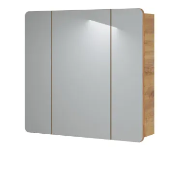 Cabinet cu oglinda si 3 usi, Aruba White, Comad, 80x16x75 cm, PAL laminat, stejar craft gold imagine