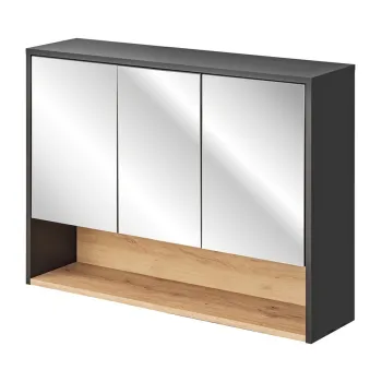 Cabinet cu oglinda si 3 usi, Borneo Cosmos, Comad, 100x25x75 cm, PAL laminat, gri imagine