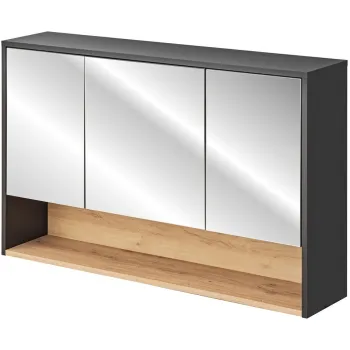 Cabinet cu oglinda si 3 usi, Borneo Cosmos, Comad, 120x25x75 cm, PAL laminat, gri imagine