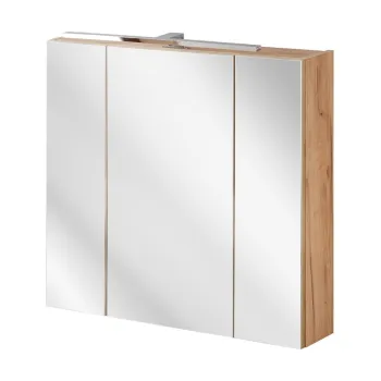 Cabinet cu oglinda si 3 usi, Capri Oak, Comad, 80x16x75 cm, PAL laminat, stejar craft gold imagine