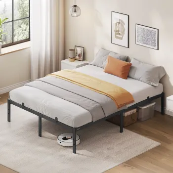 Cadru de pat dublu, Vasagle, 140x190 cm, otel, negru ink imagine