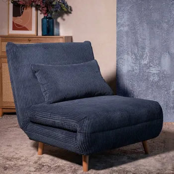 Canapea 1 loc Solace, Homla, 83x91x84 cm, MDF/catifea din poliester, bleumarin imagine