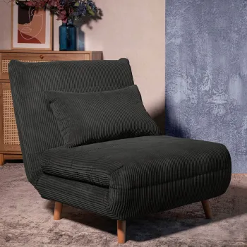 Canapea 1 loc Solace, Homla, 83x91x84 cm, MDF/catifea din poliester, negru imagine