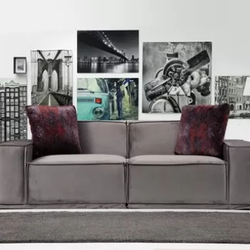 Canapea 2 locuri, Artie, 560ARE1183, Lemn de fag / PAL, Gri imagine