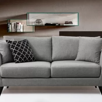 Canapea 2 locuri, Artie, 560ARE1502, Lemn de fag / PAL, Gri imagine