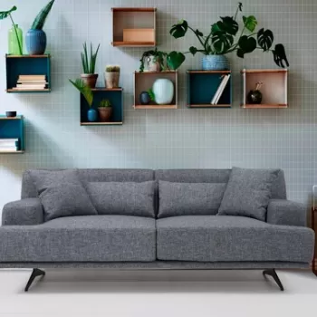 Canapea 2 locuri, Artie, 560ARE1507, Lemn de fag / PAL, Gri imagine