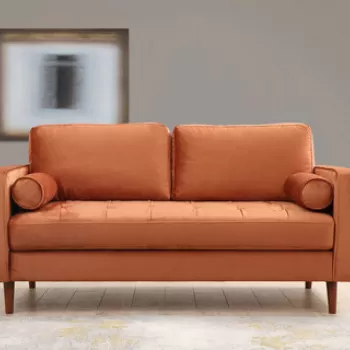 Canapea 2 locuri, Artie, 560ARE1514, Lemn de fag / PAL, Portocaliu imagine