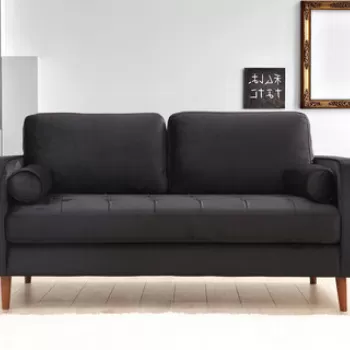 Canapea 2 locuri, Artie, 560ARE1516, Lemn de fag / PAL, Negru / Stejar imagine