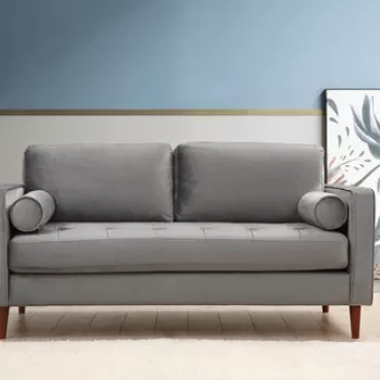 Canapea 2 locuri, Artie, 560ARE1517, Lemn de fag / PAL, Gri deschis imagine