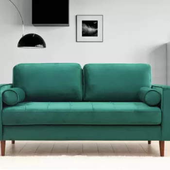 Canapea 2 locuri, Artie, 560ARE1518, Lemn de fag / PAL, Verde imagine