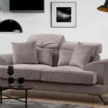 Canapea 2 locuri, Artie, 560ARE1522, Lemn de fag / PAL, Gri deschis imagine