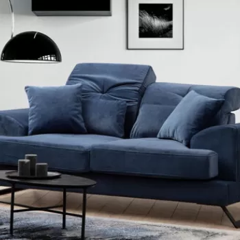 Canapea 2 locuri, Artie, 560ARE1523, Lemn de fag / PAL, Albastru navy imagine