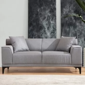 Canapea 2 locuri, Artie, 560ARE1526, Lemn de fag / PAL, Gri deschis imagine