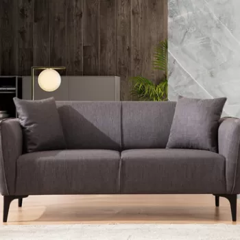 Canapea 2 locuri, Artie, 560ARE1531, Lemn de fag / PAL, Gri inchis imagine