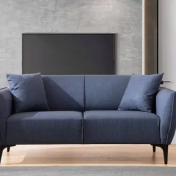 Canapea 2 locuri, Artie, 560ARE1533, Lemn de fag / PAL, Albastru imagine