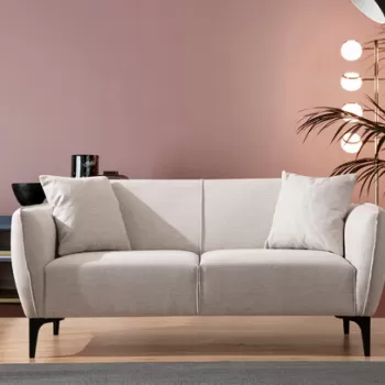 Canapea 2 locuri, Artie, 560ARE1534, Lemn de fag / PAL, Aproape alb imagine