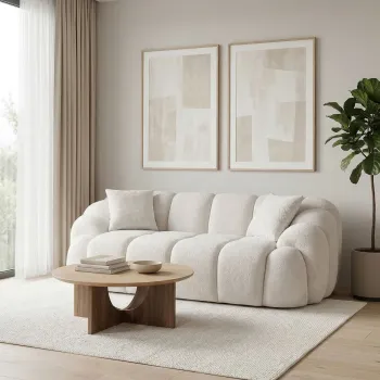 Canapea 2 locuri, Atelier del Sofa, 752EST2501, PAL ACOPERIT CU CARPEN/MELAMINAT, Alb imagine