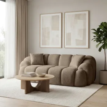 Canapea 2 locuri, Atelier del Sofa, 752EST2502, PAL ACOPERIT CU CARPEN/MELAMINAT, Maro imagine