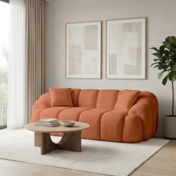 Canapea 2 locuri, Atelier del Sofa, 752EST2503, PAL ACOPERIT CU CARPEN/MELAMINAT, Caramiziu imagine