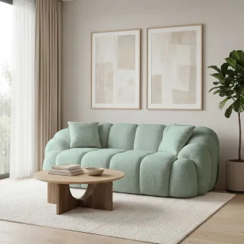 Canapea 2 locuri, Atelier del Sofa, 752EST2504, PAL ACOPERIT CU CARPEN/MELAMINAT, Turcoaz imagine
