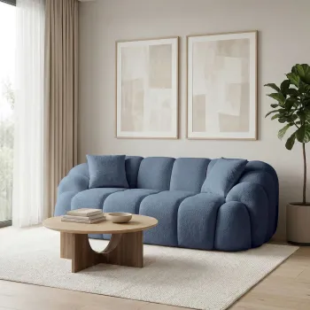 Canapea 2 locuri, Atelier del Sofa, 752EST2505, PAL ACOPERIT CU CARPEN/MELAMINAT, Albastru navy imagine