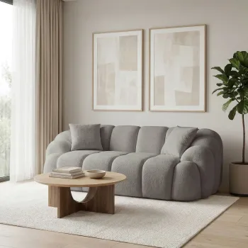 Canapea 2 locuri, Atelier del Sofa, 752EST2506, PAL ACOPERIT CU CARPEN/MELAMINAT, Gri imagine