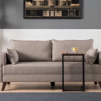 Canapea 2 locuri, Balcab Home, 825BLC1507, Lemn / MDF, Crem imagine