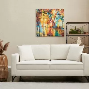 Canapea 2 locuri, Balcab Home, 825BLC2792, Lemn de fag, Crem/Negru imagine