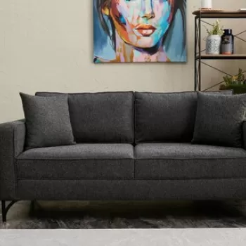 Canapea 2 locuri, Balcab Home, 825BLC2794, Lemn de fag, Antracit / Negru imagine