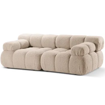 Canapea 2 locuri, Bellis-213, Micadoni Home, 188x94x70 cm, tesatura boucle, bej deschis imagine