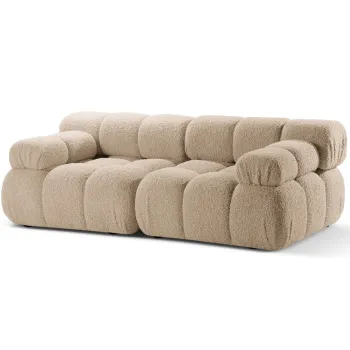 Canapea 2 locuri, Bellis-213, Micadoni Home, 188x94x70 cm, tesatura boucle, bej sand imagine