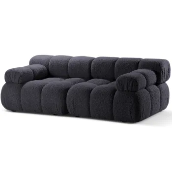 Canapea 2 locuri, Bellis-213, Micadoni Home, 188x94x70 cm, tesatura boucle, grafit imagine