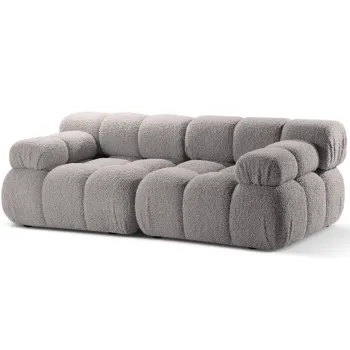 Canapea 2 locuri, Bellis-213, Micadoni Home, 188x94x70 cm, tesatura boucle, gri deschis imagine