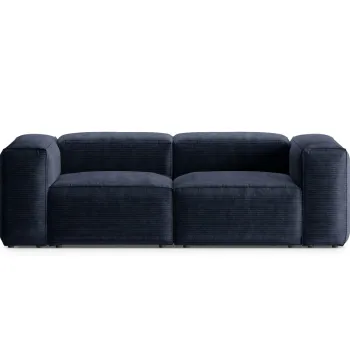 Canapea 2 locuri, Bergamo, Cosmopolitan Design, 224x108x70 cm, catifea chenille raiata, albastru navy imagine