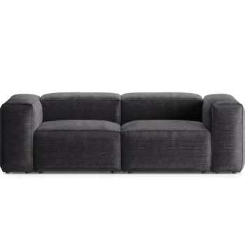 Canapea 2 locuri, Bergamo, Cosmopolitan Design, 224x108x70 cm, catifea chenille raiata, gri imagine