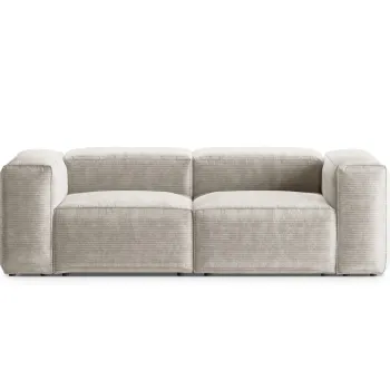 Canapea 2 locuri, Bergamo, Cosmopolitan Design, 224x108x70 cm, catifea chenille raiata, ivoriu imagine