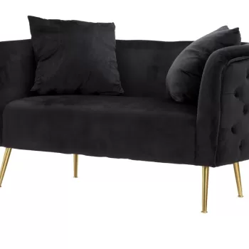 Canapea 2 locuri Bucarest, Mauro Ferretti, 120x74x71 cm, catifea, negru imagine